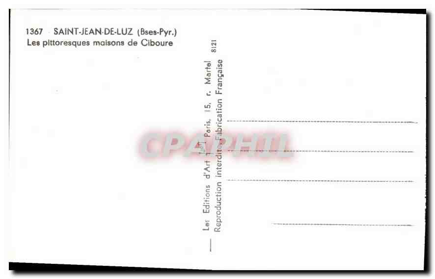 CPM Saint Jean de Luz (Bses Pyr) Les Pittoresque maison de Ciboure — Verso