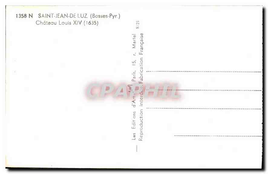 CPM Saint Jean de Luz (Basses Pyr) Chateau Louis XIV — Verso