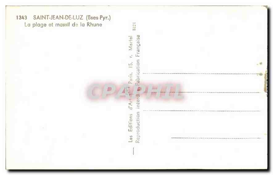 CPM Saint Jean de Luz (Bses Pyr) La plage et massif de la Rhune — Verso