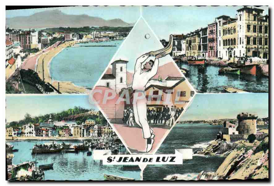 CPM Saint Jean de Luz Plage Maison de l'Infante Pelotari Ciboure et le Port Fort de Socoa peolote Ba