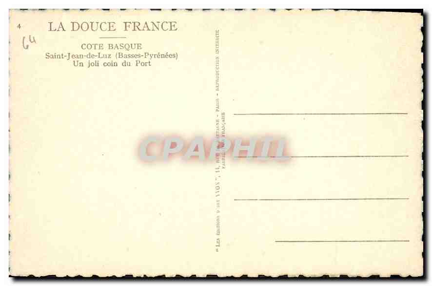 CPA Saint Jean de Luz (Basses Pyrenees) Un joli coin du Port — Verso