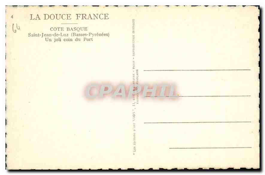 CPA Saint Jean de Luz Basses Pyrenees) Cote Basque Un joli coin du Port — Verso