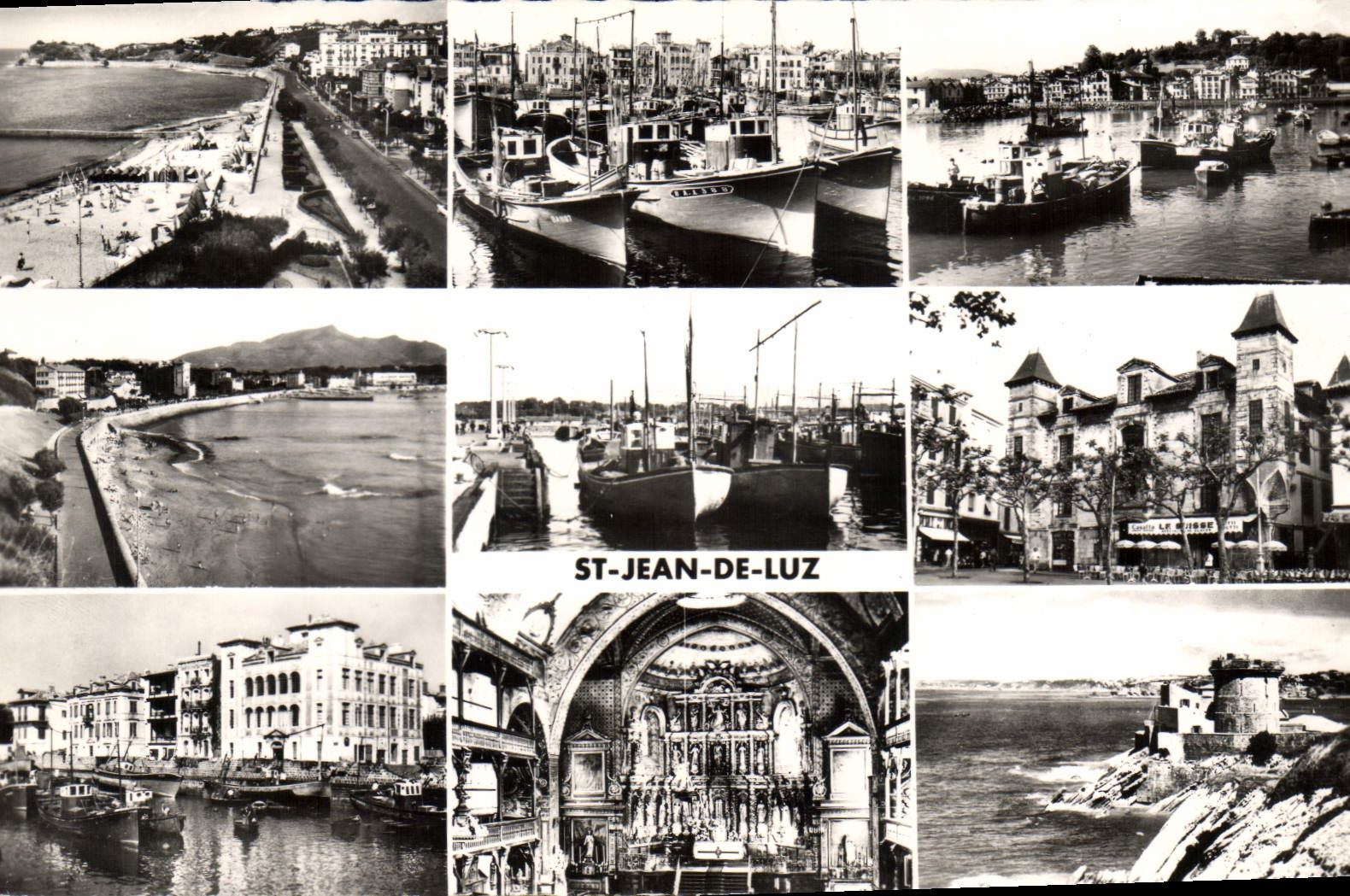 Saint-Jean-de-Luz — vue panoramique du port, plage et église — éditeur Réal-Photo, n° 1283