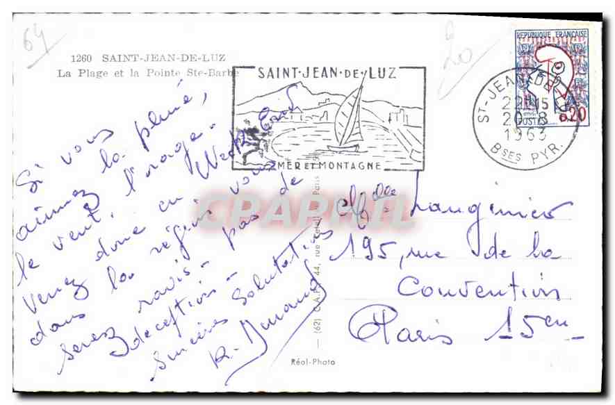 CPM Saint Jean de Luz La Plage et la Pointe Ste Barbe — Verso
