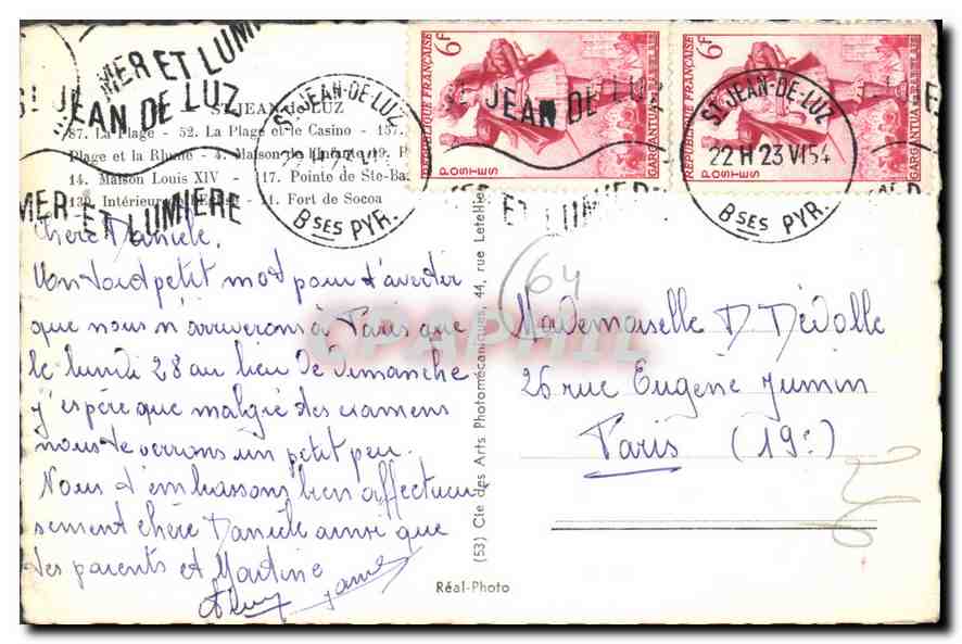 CPM Saint Jean de Luz La Plage et le Casino la Plage et la Rhune Maison Infante Maison Louis XIV Poi — Verso