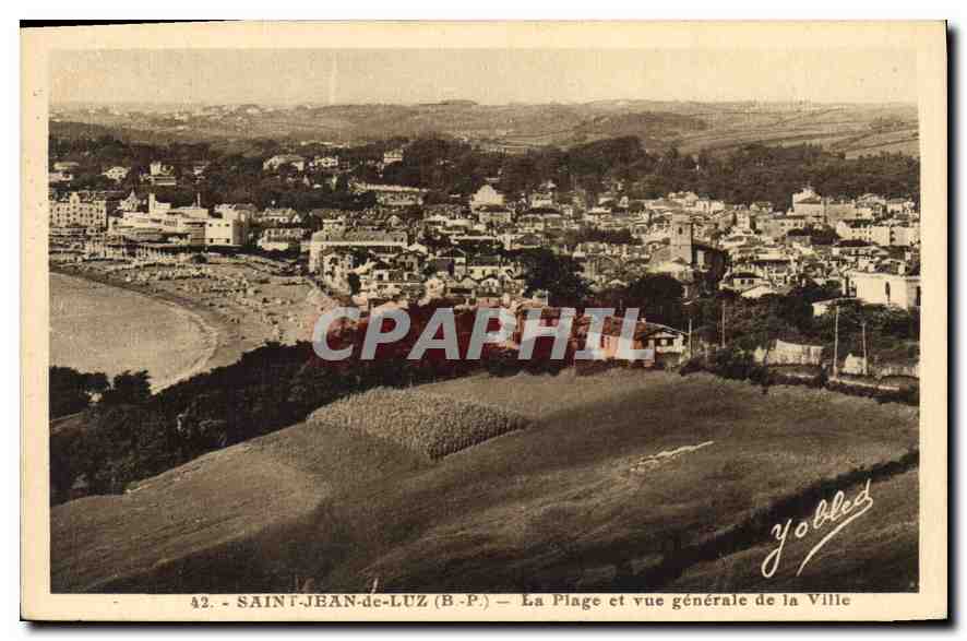 CPA Saint Jean de Luz La Plage et vue generale de la Ville