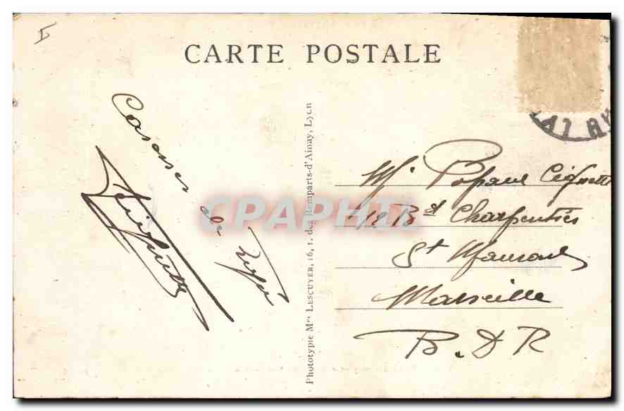 CPA Lyon Artistique Pont d'Ainay et coteau de Fourviere — Verso
