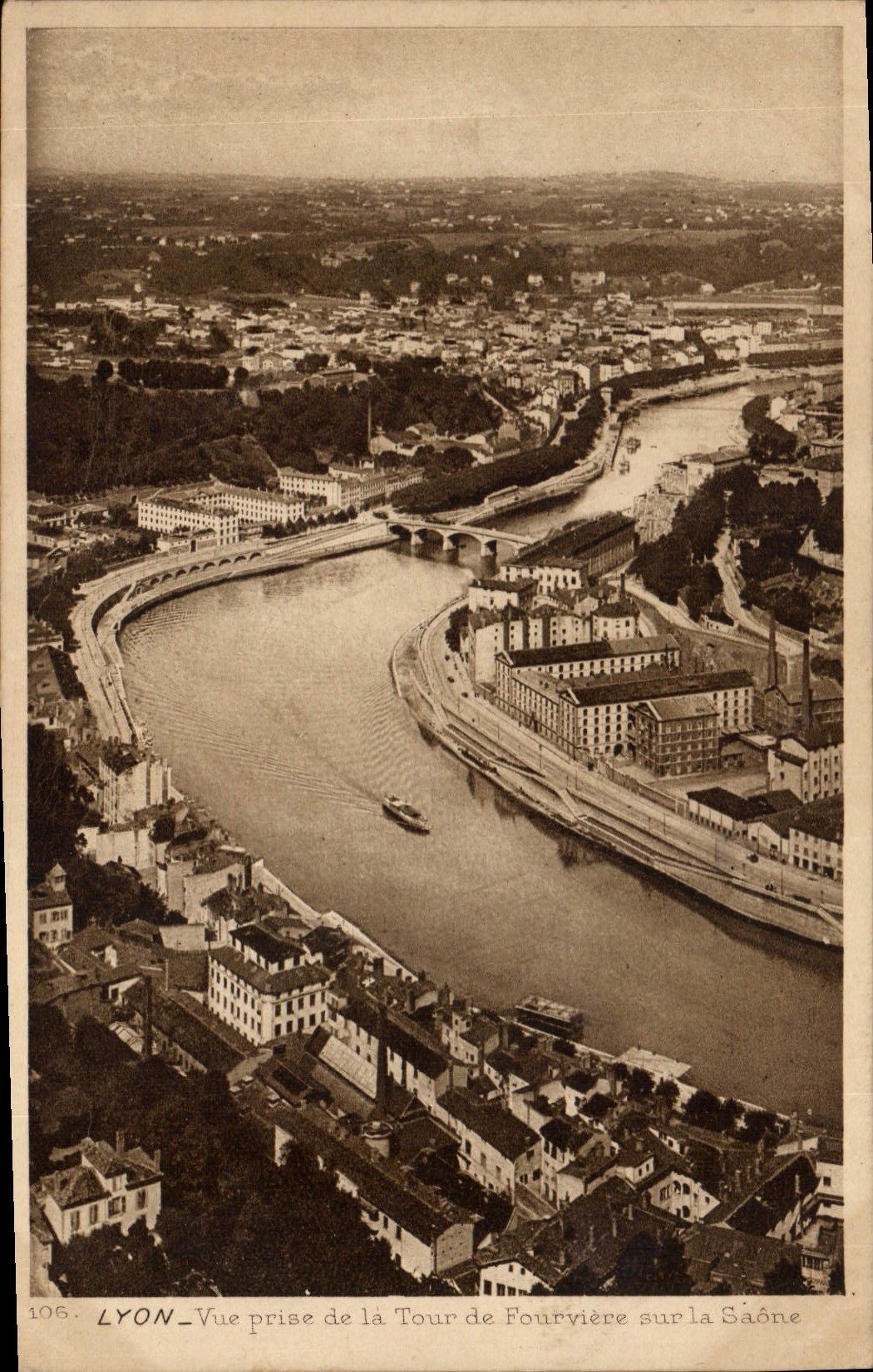 LYON - Vue prise de la Tour de Fourvière sur la Saône — n° 106