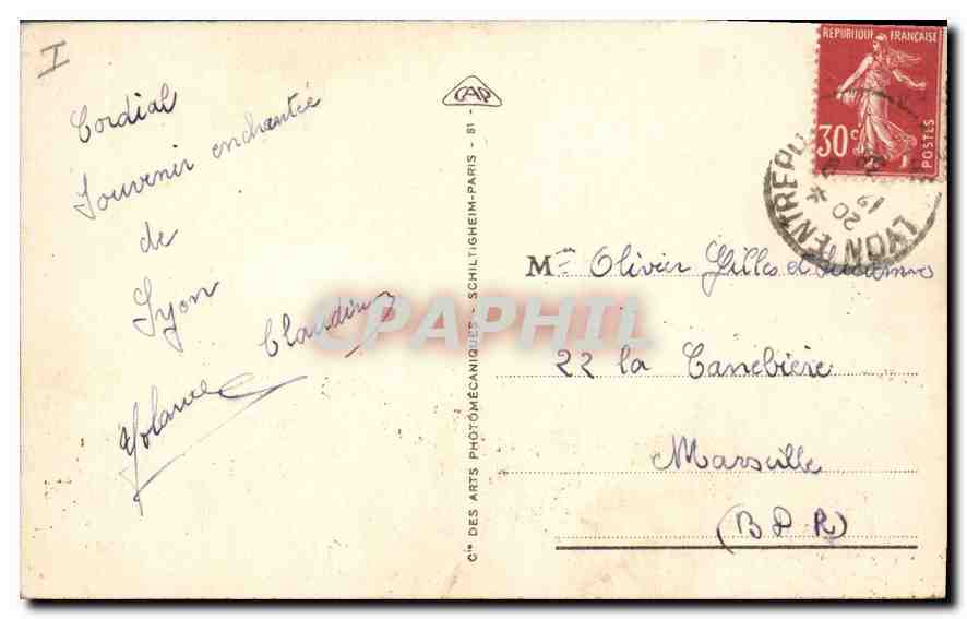 CPA Lyon Le Cours du Rhone Ponts St Clair Morand au College Latayette Wilson et de la Guillatiere — Verso