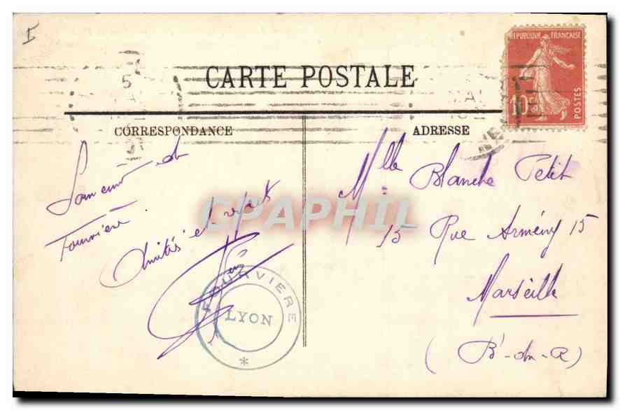 LYON — Le Pont Lafayette, la Place des Cordeliers et Fourvière — Éditeur anonyme, n° 456 — Verso