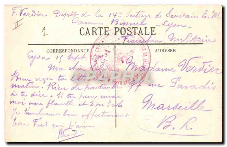 LYON — Jonction du Rhône et de la Saône prise de Notre-Dame de Fourvière — CPAPHIL n°105 — Verso