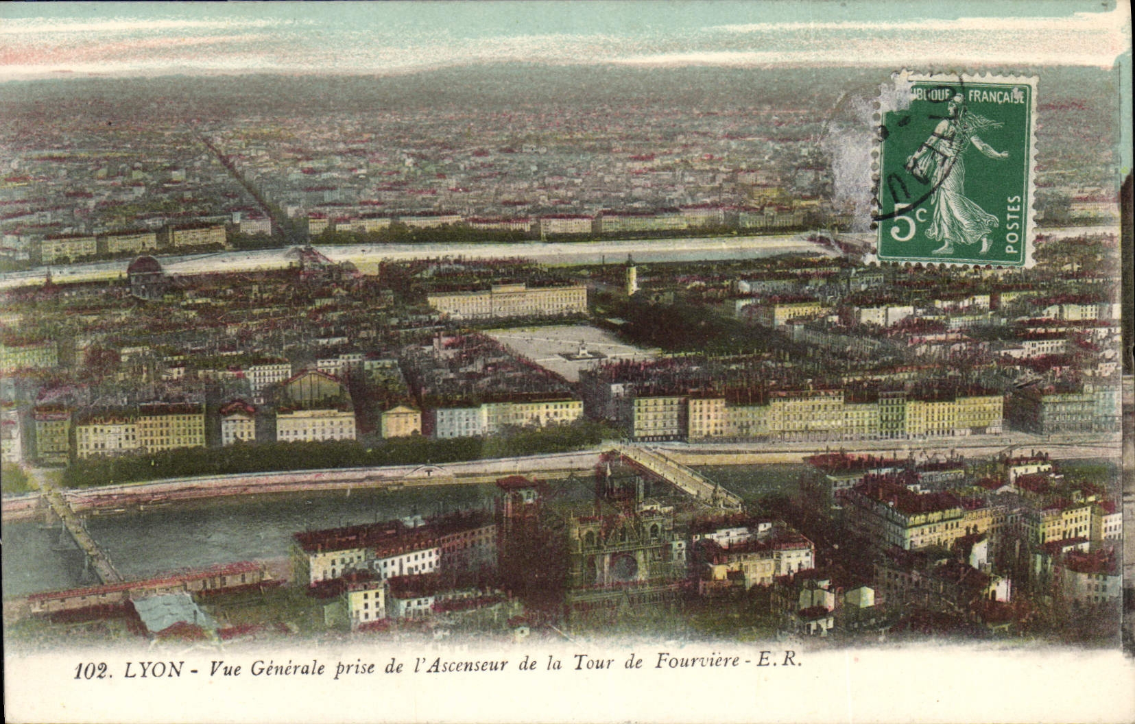 LYON - Vue Générale prise de l'Ascenseur de la Tour de Fourvière - E.R. - n°102