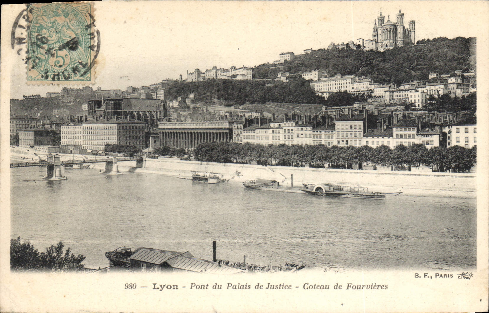 Lyon — Pont du Palais de Justice — Coteau de Fourvières — B.F., Paris, n°980