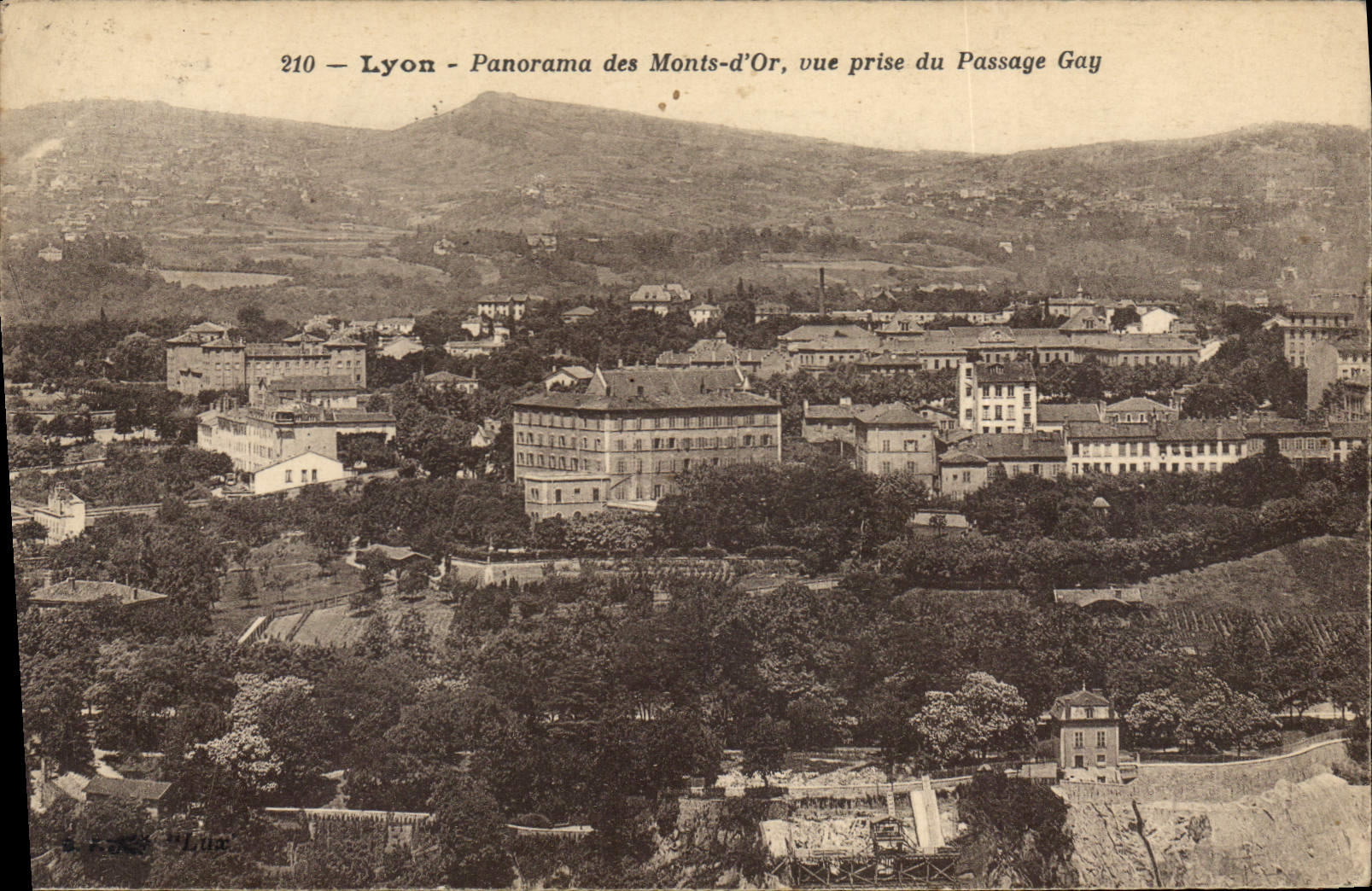 Lyon - Panorama of the Monts-d'Or, view taken from the Passage Gay — publisher A. R. Delaunay, no. 210