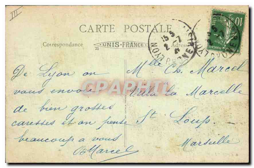 Lyon - Panorama of the Monts-d'Or, view taken from the Passage Gay — publisher A. R. Delaunay, no. 210 — Back