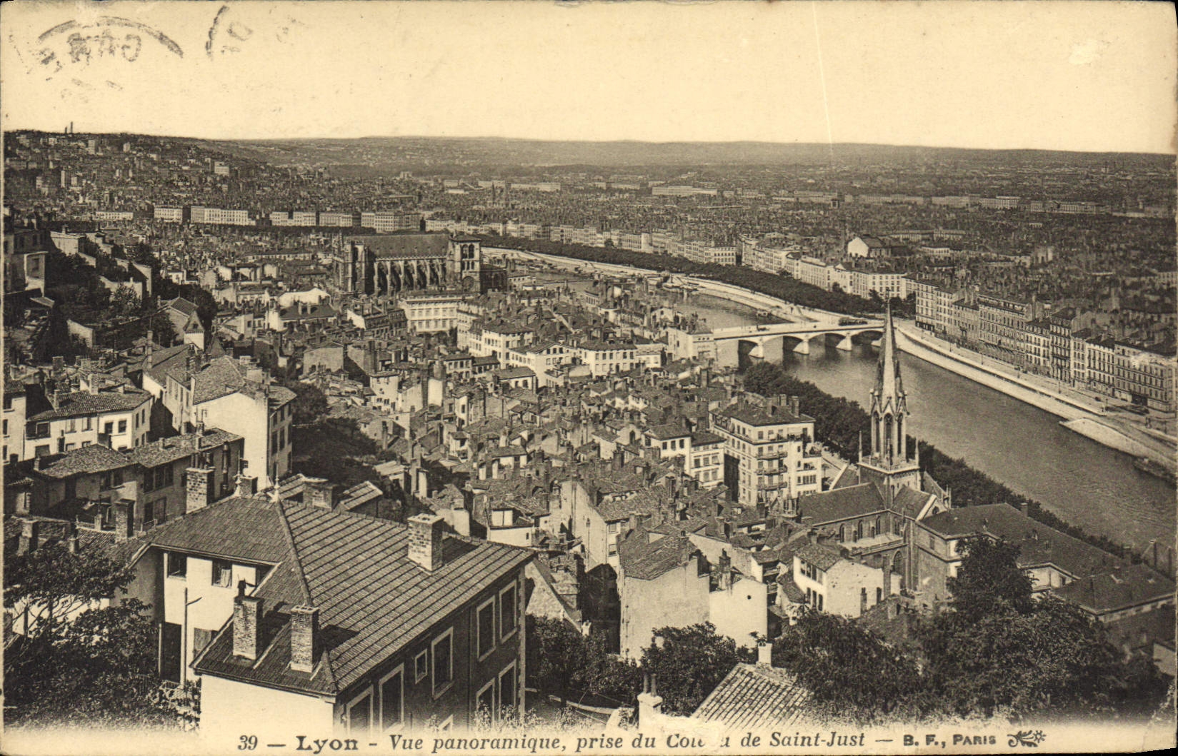 Lyon — Vue panoramique prise du Collège de Saint-Just — B.F., Paris