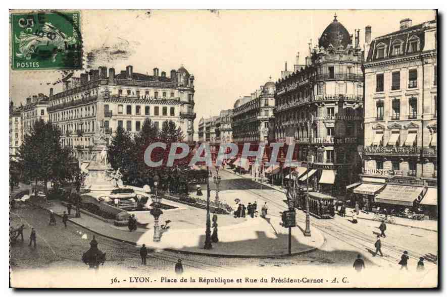 LYON - Place de la République et Rue du Président-Carnot — A. C. éditeur, n° 36