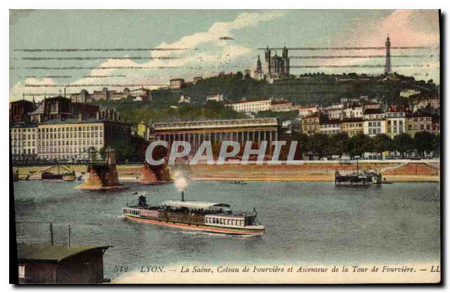CPA Lyon La Saone Coteau de Fourviere et Ascenseur de la Tour de Fourviere