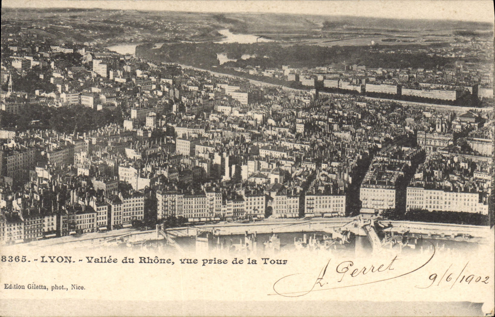 LYON - Valley of the Rhône, view taken from the Tower — Edition Giletta, photo., Nice, no. 8365