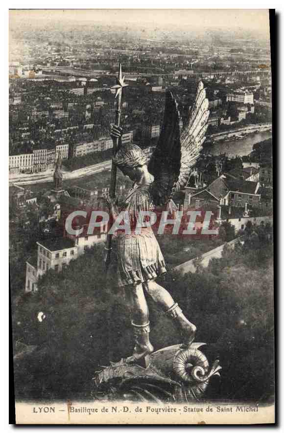 CPA Lyon Basillique de N D de Fourviere Statue de Saint Michel