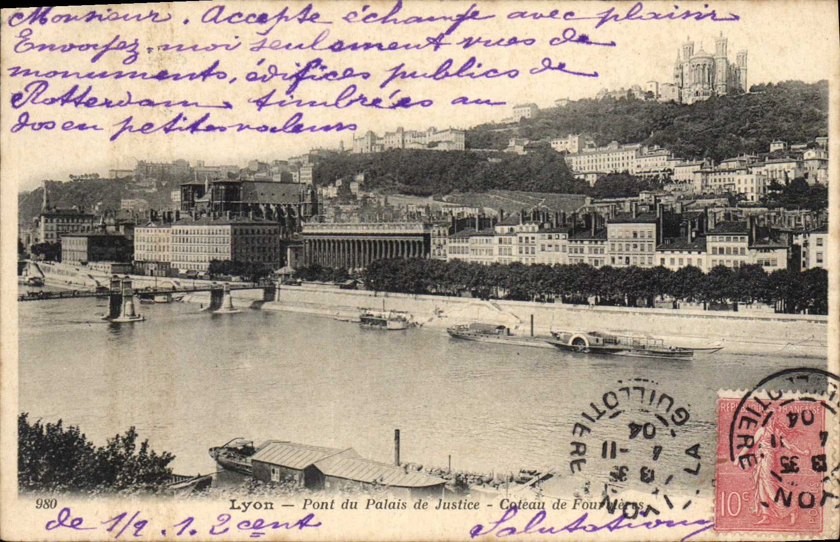 Lyon — Bridge of the Court of Justice — Fourvière Castle