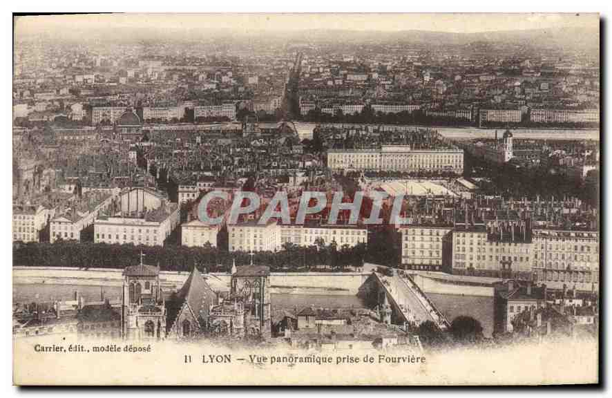 LYON — Panoramic view from Fourvière — Carrier, publisher, model registered