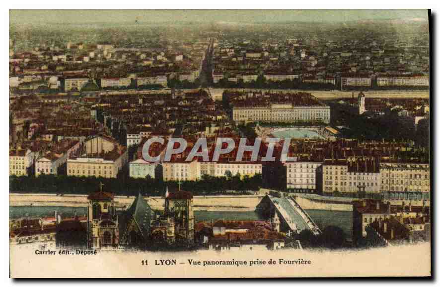 LYON — Vue panoramique prise de Fourvière — Carrier édit. Déposé