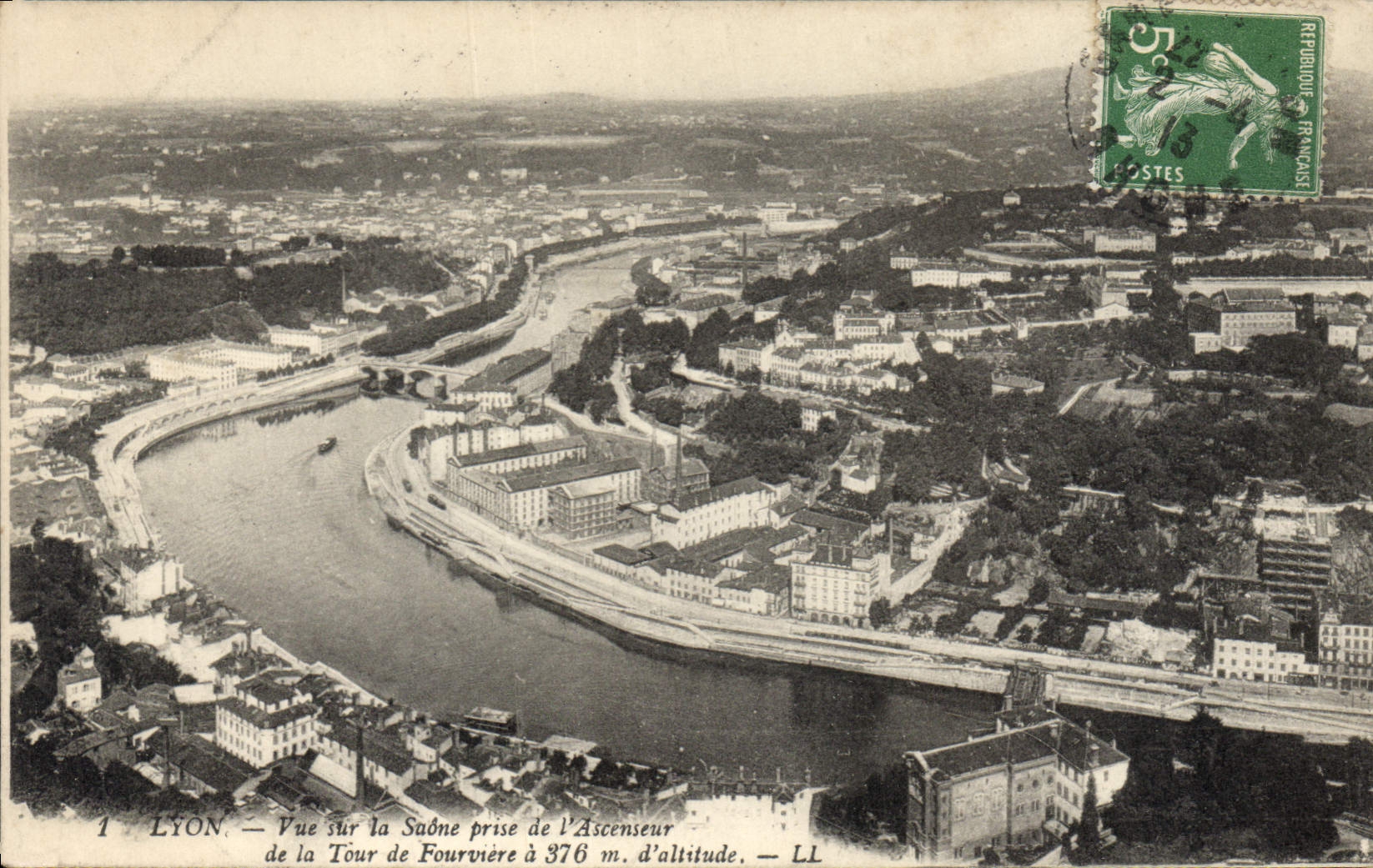 LYON — Blick auf die Saône von der Fourvière-Turm aus 376 m. Höhe — LL