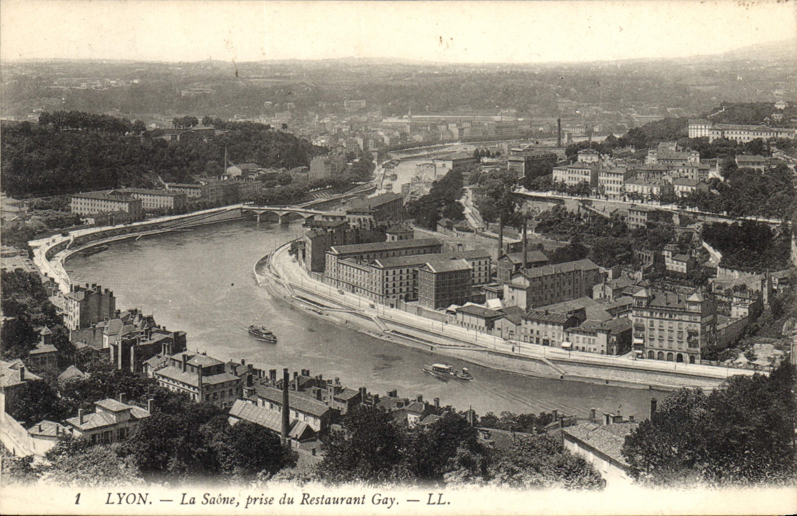 LYON — La Saône, view from the Restaurant Gay — LL.