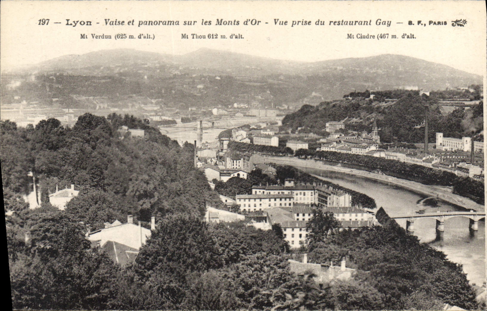 Lyon - Vaise and panorama over the Monts d'Or - View taken from the Gay restaurant - B.F., Paris