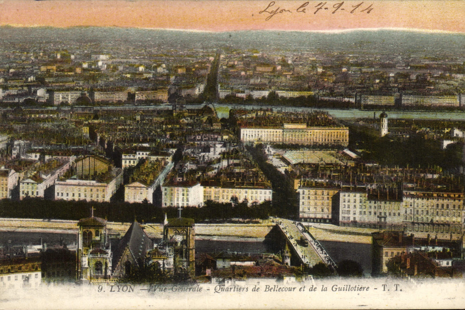 LYON — Vue Générale — Quartiers de Bellecour et de la Guillotière — T.T.