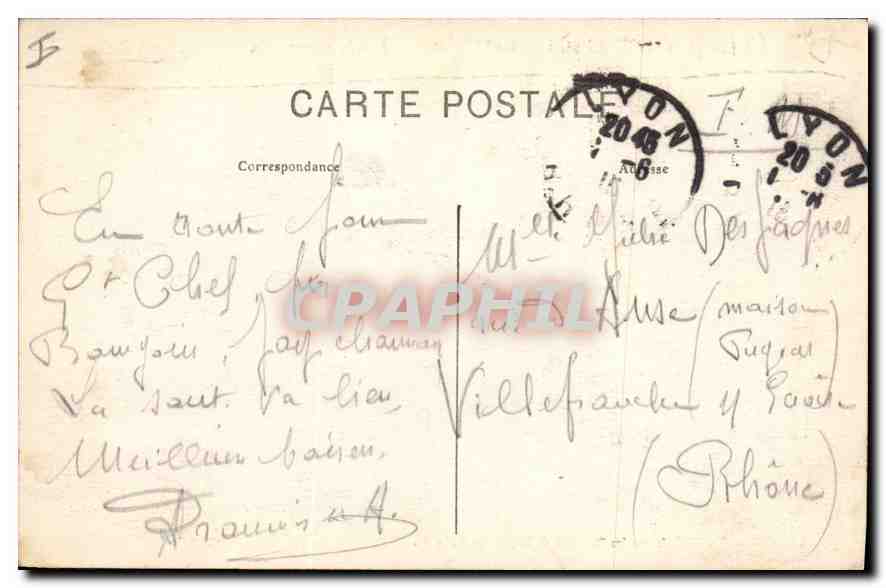 LYON — Vue Générale sur les Terreaux et le quartier Morand — E. R. — Verso