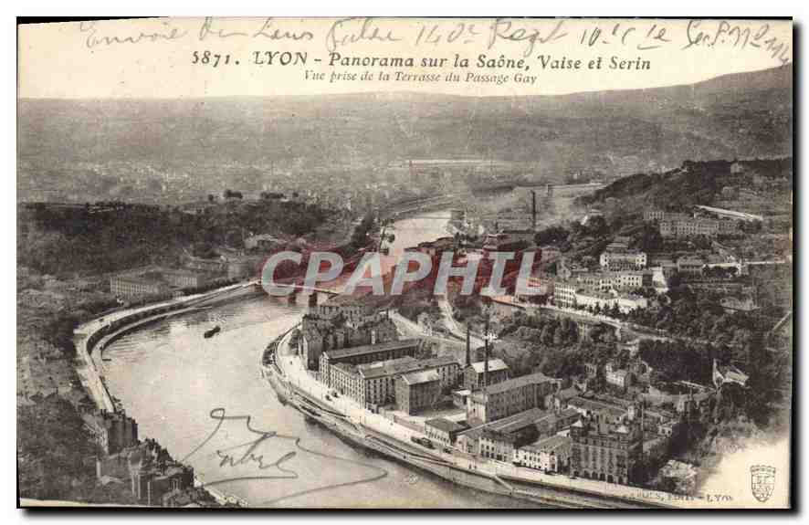 LYON - Panorama sur la Saône, Vaise et Serin — Vue prise de la Terrasse du Passage Gay — Série 5871, éditée par S. Edity - LYON