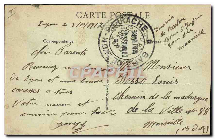 LYON — Vue générale sur Vaise et le Mont d'Or — E.R. n°132 — Verso