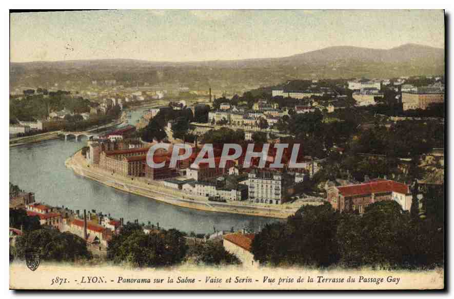 LYON - Panorama sur la Saône - Vaise et Serin - Vue prise de la Terrasse du Passage Gay