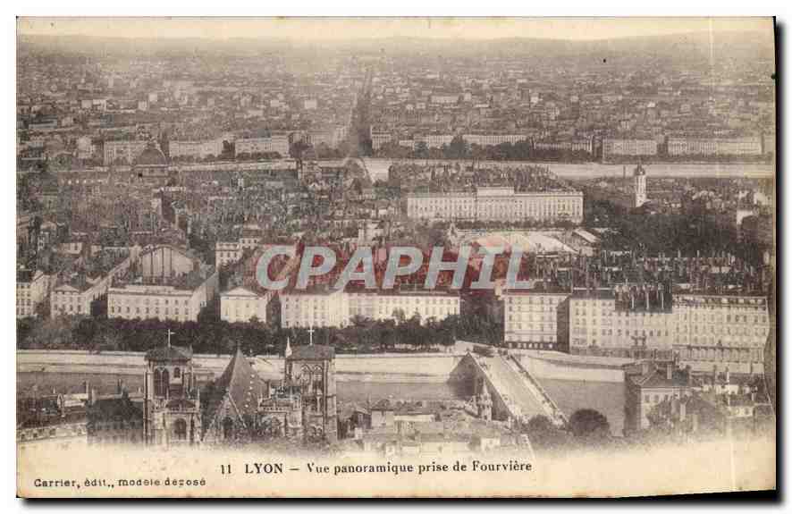 LYON — Panoramablick von Fourvière — Carrière, Verlag, Modell angemeldet
