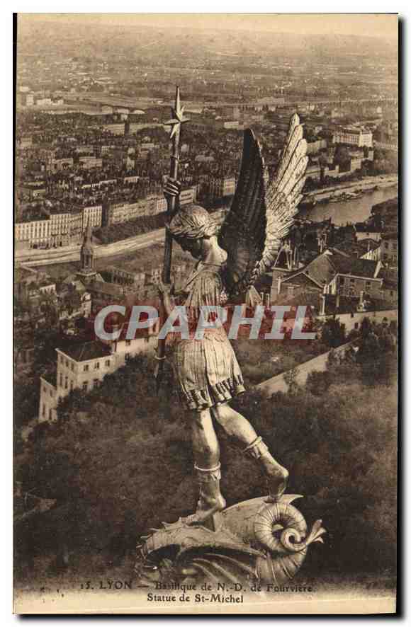CPA Lyon Basilique de N D de Fourviere Statue de St Michel