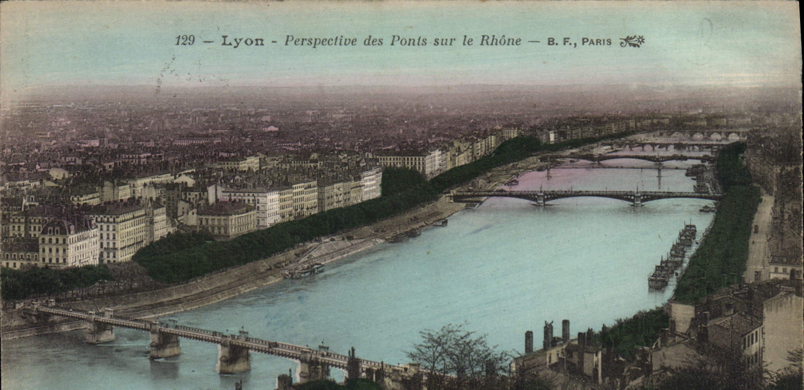 Lyon - Perspective des Ponts sur le Rhône — B.F., Paris