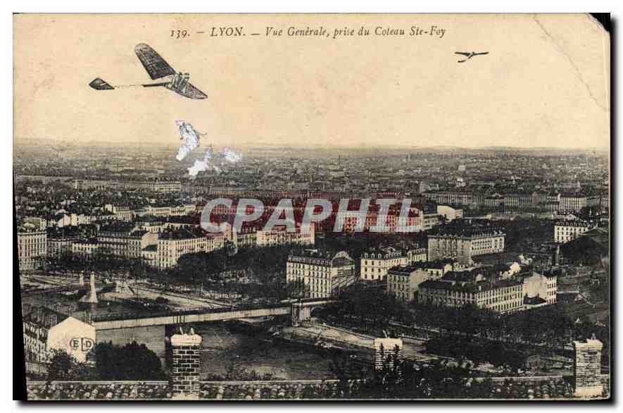 CPA Lyon Vue Generale prise du Coleau Ste Foy Avion Aviation