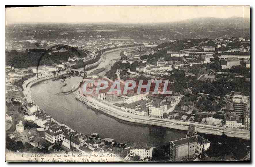 LYON — Vue sur la Saône prise de la Tour de Fourvière à 376 m d'altitude