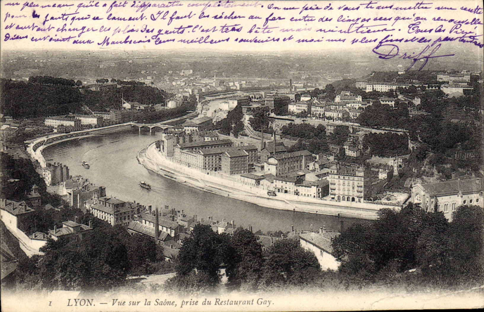 LYON — View of the Saône, taken from the Restaurant Gay — Driff