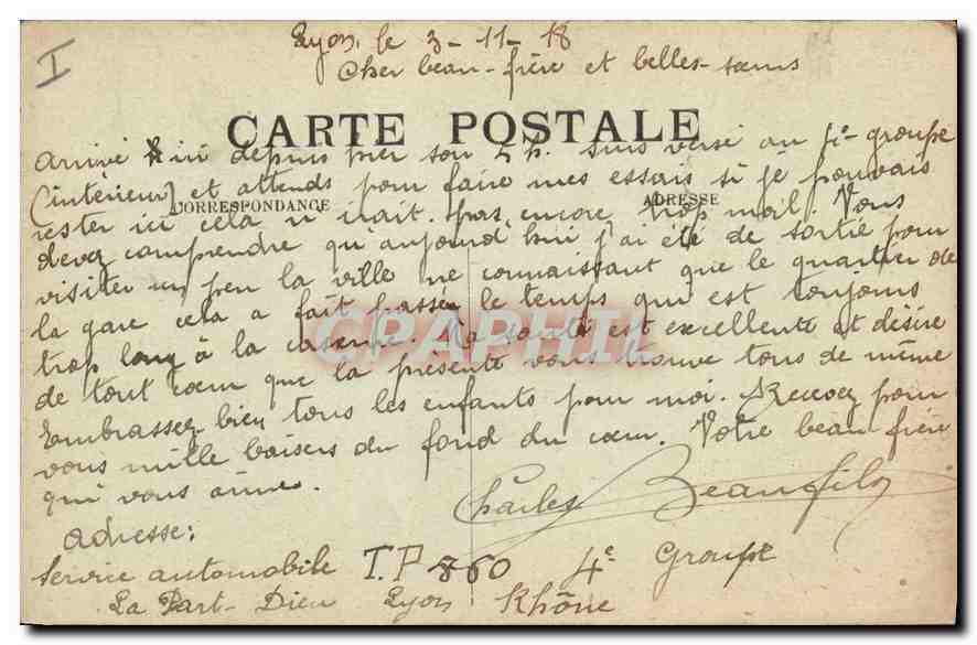 CPA Lyon Le monument Carnot Place de la Republique — Verso