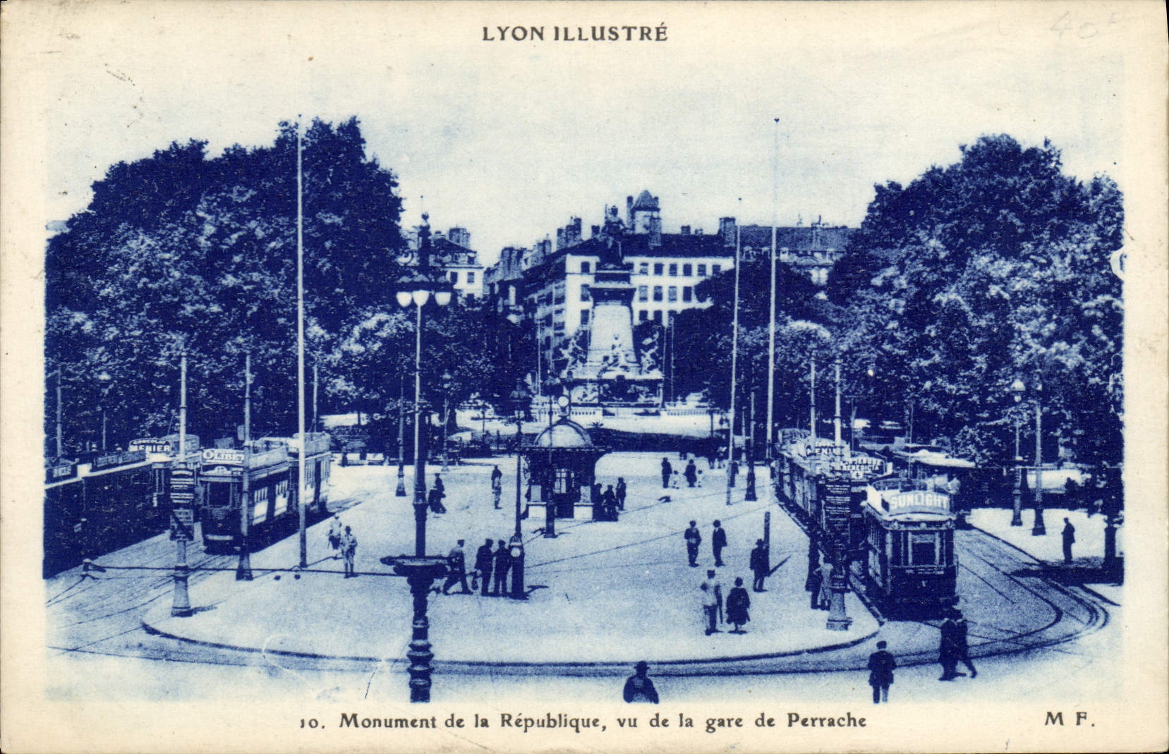 Monument de la République, vu de la gare de Perrache — Lyon Illustré, n°10, éditeur M.F.