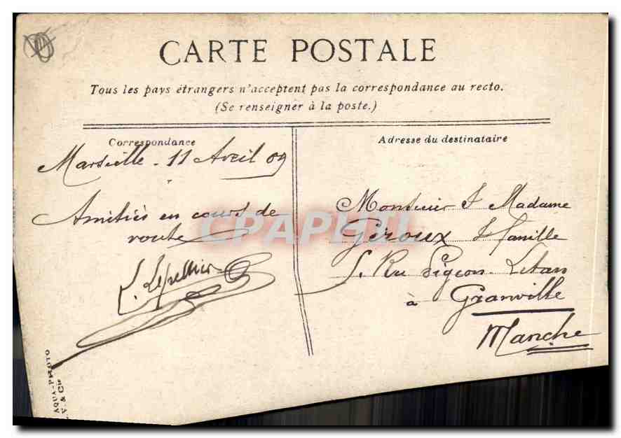CPA Marseille La porte d'Aix — Rückseite