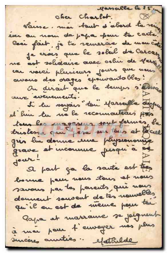 CPA Marseille La Porte d'Aix  — Rückseite