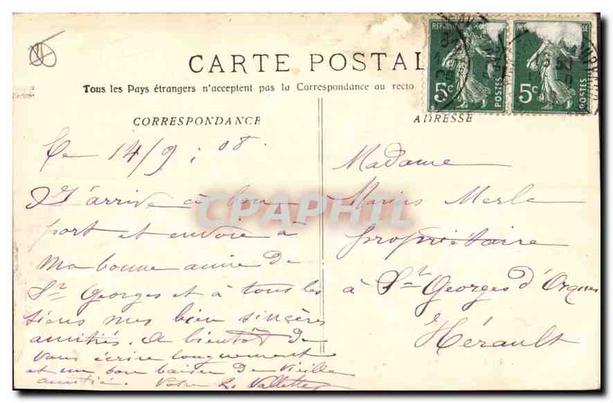 CPA Marseille La Porte d'Aix  — Verso
