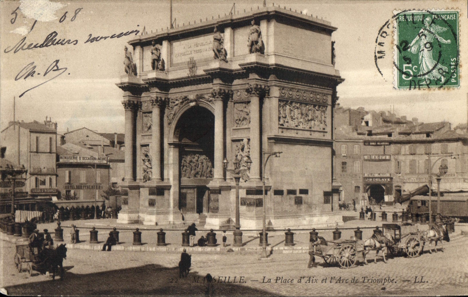 Marseille — La Place d'Aix et l'Arc de Triomphe — LL.