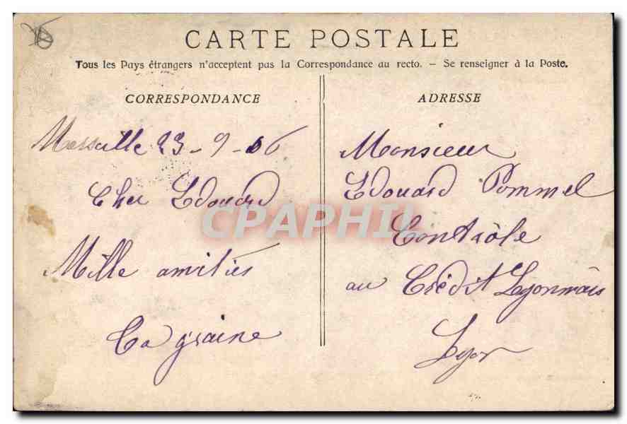 CPA Marseille La Porte d'Aix  — Rückseite