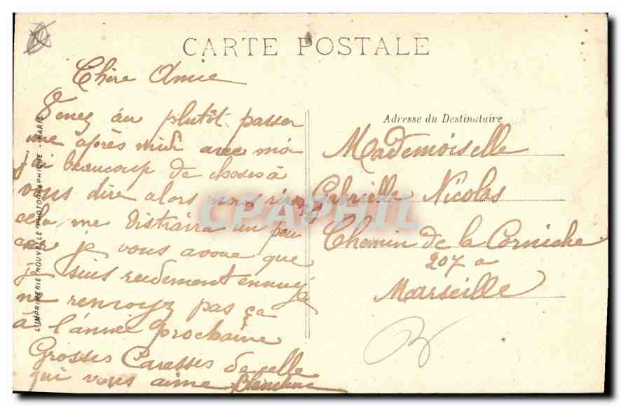 CPA Marseille La Place d'Aix et l'Arc de Triomphe  — Rückseite