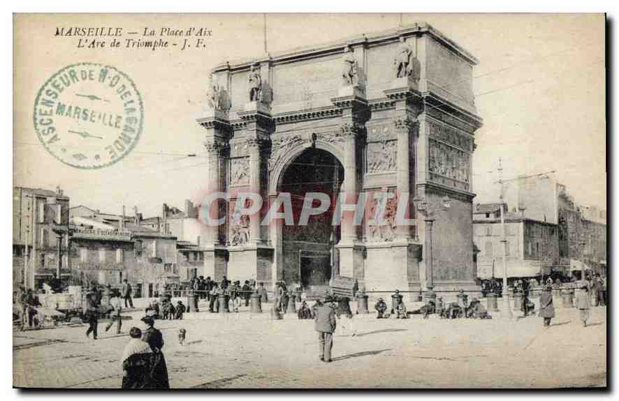 CPA Marseille La Place d'Aix L'Arc de Triumphe 